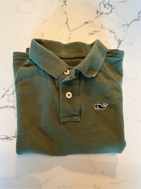 Vineyard Vines Olive Green Polo with Whale Patch